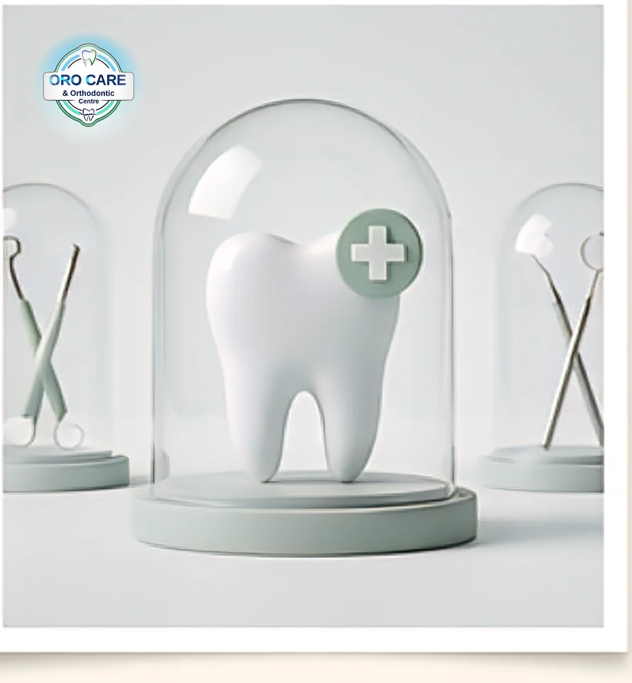 A protected tooth model representing emergency dental care for children