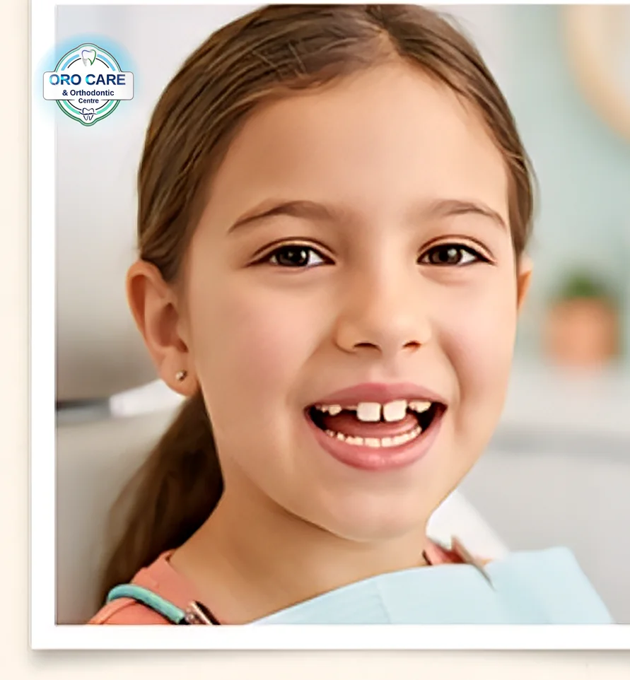 Child smiling next to a chairside screen during a tooth filling visit